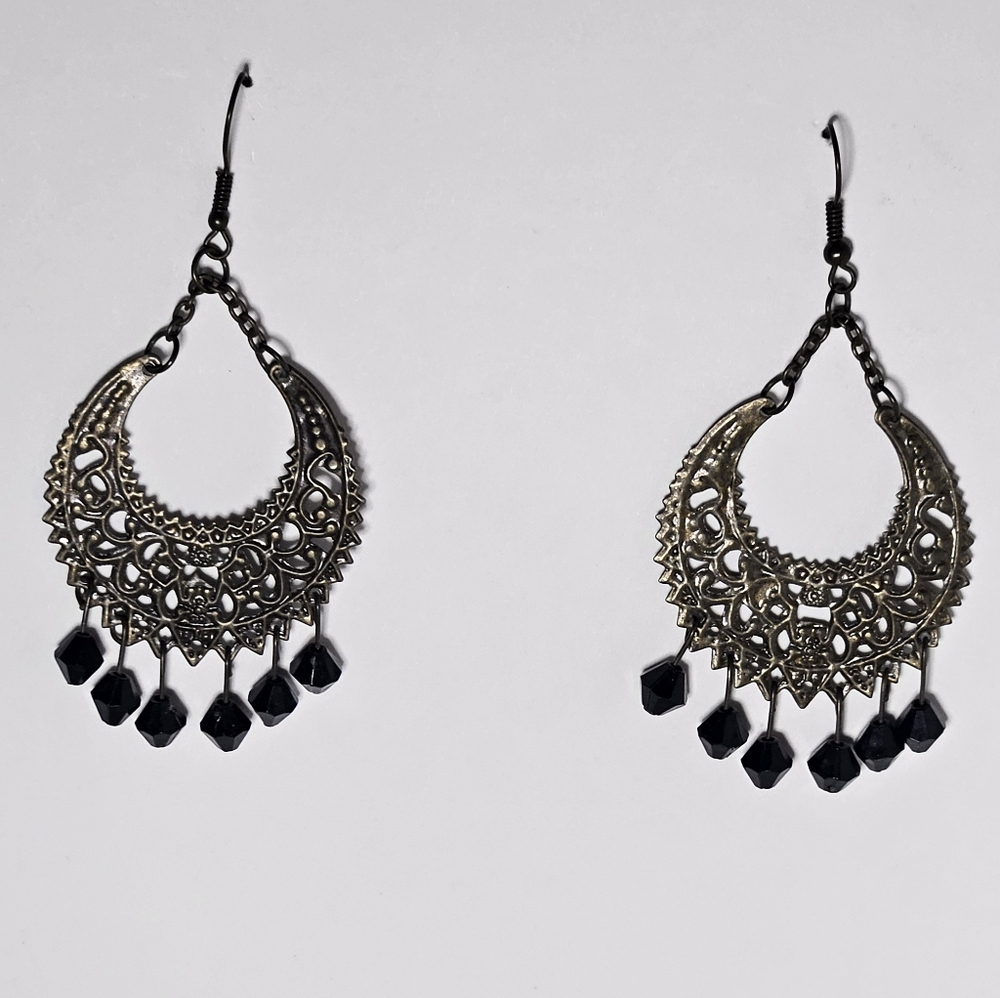 Elegant Black and Silver Earrings